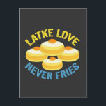 Latke Kärlek Aldrig Stekskämt Judisk Hanukkah Pres Vykort<br><div class="desc">hanukkah, judisk, chanukah, menorah, dreidel, present, födelsedag, helgdag, latke</div>