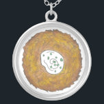 Latke Potato Pancakes Jewish Cuisine Foodie Silverpläterat Halsband<br><div class="desc">Utformningen har en originalmarkör som illustrerar en utsökt latkpotatispatkaka som fylls med sur kräm, en häl i det judiska cuisineet av helgdag. Perfekt för Hanukkah firande! Den här chanukah-latkastkonstruktionen finns också tillgänglig på andra produkter. Det finns också många fler utformanden från den här butiken! Ser du inte vad du är...</div>