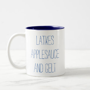 Latkes Applesauce och Gelt Två-Tonad Mugg