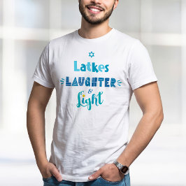 Latkes Latter Ljusblå Typografi Hanukkah Kul T Shirt