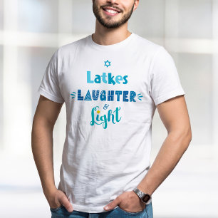 Latkes Latter Ljusblå Typografi Hanukkah Kul T Shirt