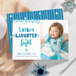 Latkes LaughLight Hanukkah Photo Roligt Modern Julkort