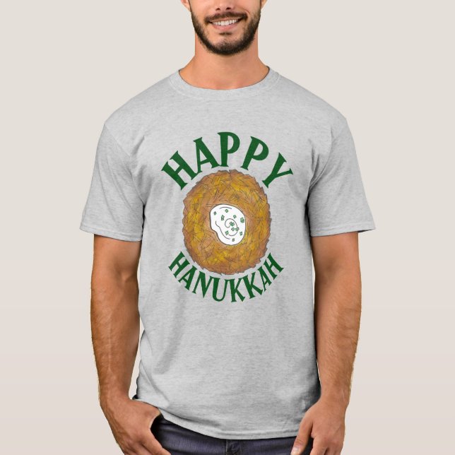 Latkes Lycklig Hanukkah Chanukah Jewish Helgdagars T Shirt (Framsida)