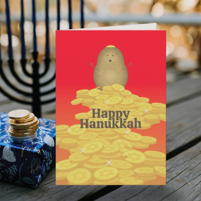 Latkes och Gelt Hanukkah-kort Helgkort (Skapare uppladdad)