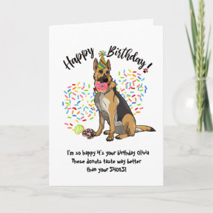 Låtna tyska Sherherd Birthday Card Donuts Inbjudan