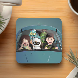 Låtnyj Family Vacation Halloween Nightmare Underlägg Papper Kvadrat