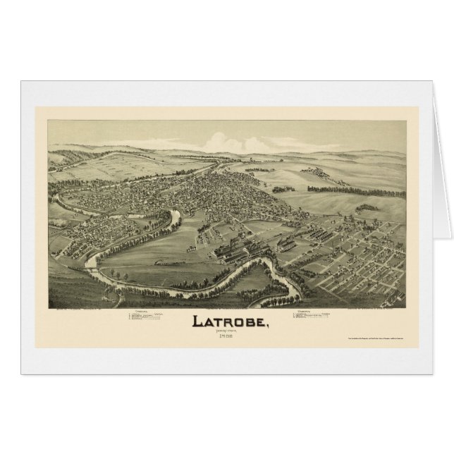 Latrobe, PA Panorama-karta - 1900 Hälsningskort (Framsidan Horizontal)