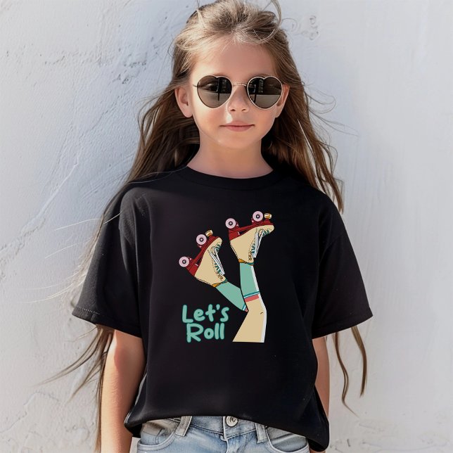 Låt's Roll Girls | Roligt Retro Roller Skate Girl T Shirt (Skapare uppladdad)