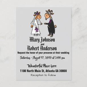 Låtsas inbjudan till Goat Bride och Groom Wedding Vykort