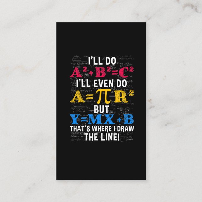 Låtskilliga Math-lärare Humor Algebra Mathematics  Visitkort (Framsida)