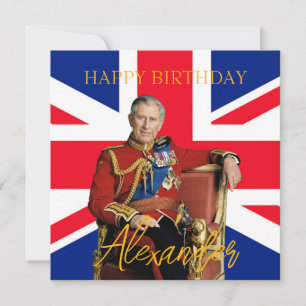 Lätt anpassat namn Kung Charles III brittisk flagg Kort