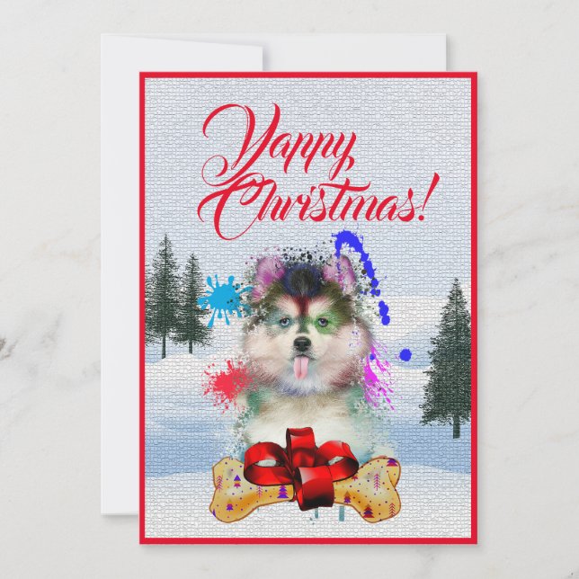 Lätt anpassningsbar rolig Pomsky hund julkort Meddelande (Framsida)