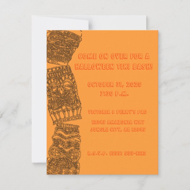Lätt berusat Luau för Tiki TotemHalloween helgdag Inbjudningar (Framsida)