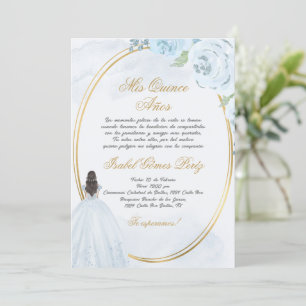 Lätt blå klänning Quinceanera silhouette Inbjudningar