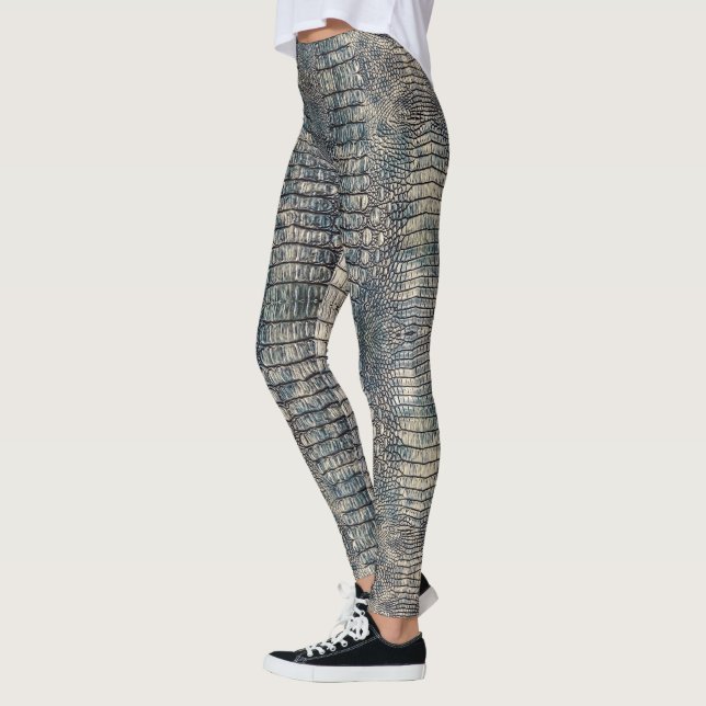 Lätt blått Alligator-läder Leggings (Vänster)