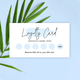 Lätt blått vattenfärgsblad - Beauty Rewards Frimär Lojalitetskort