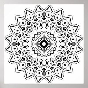 Lätt blomster Mandala-färgsida Tjocka kronblad Poster