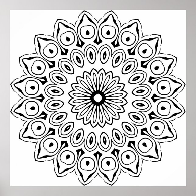 Lätt blomster Mandala-färgsida Tjocka kronblad Poster (Framsidan)