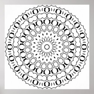 Lätt Cirkelformad Mandala att Färglägga Kraftiga R Poster