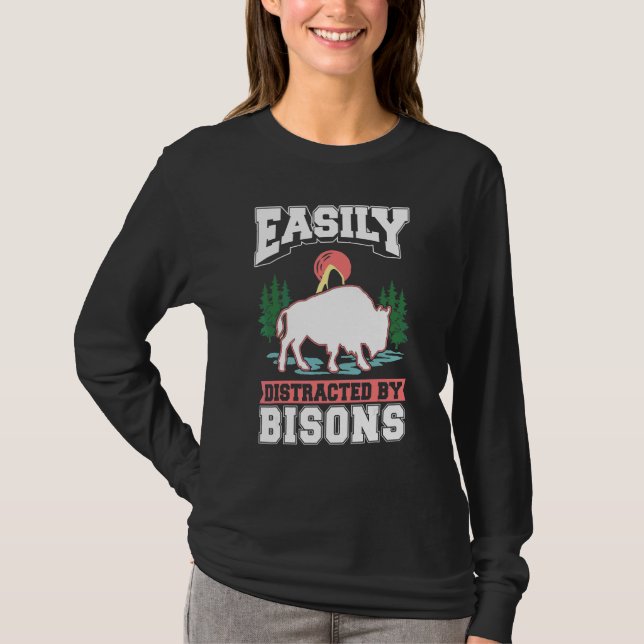Lätt distrad av Bisons Buffalo T Shirt (Framsida)