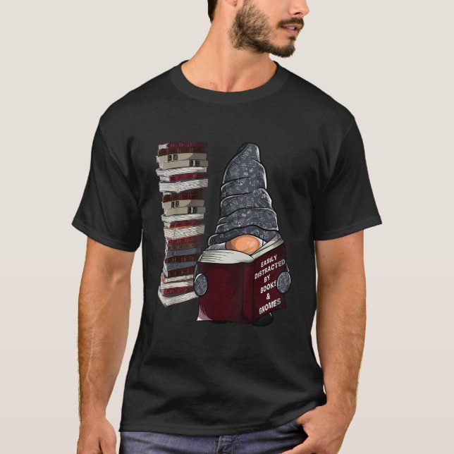 Lätt distrad av böcker tomtar trädgårdstomte bu t shirt (Framsida)