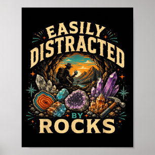 Lätt distrad av stenar vintage rockhound poster