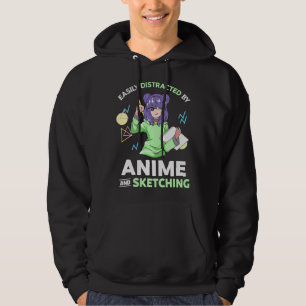 Lätt Distraherad Av Anime Och Att Skissa Anime Och Hoodie