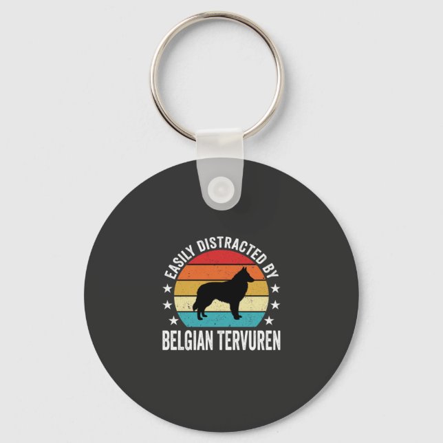 Lätt Distraherad Av Belgisk Tervuren Hund Nyckelring (Framsida)