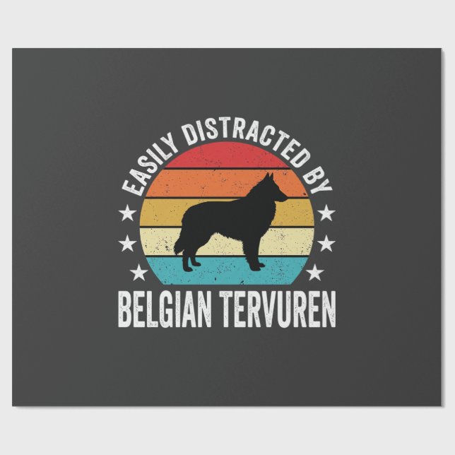 Lätt Distraherad Av Belgisk Tervuren Hund Presentpapper (Platt)
