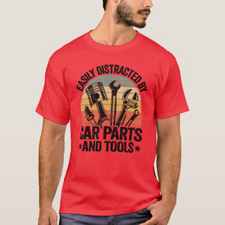 Lätt Distraherad Av Bil delar Anls Rolig Mekaniker T Shirt