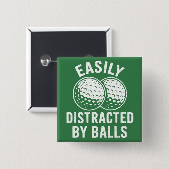 Lätt Distraherad av Bollar Rolig Golfboll Golfare Knapp (Framsida & baksida)