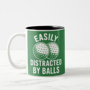 Lätt Distraherad av Bollar Rolig Golfboll Golfare Två-Tonad Mugg