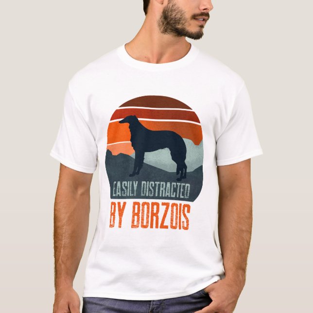 Lätt Distraherad Av Borzois Hundpromenad T Shirt (Framsida)