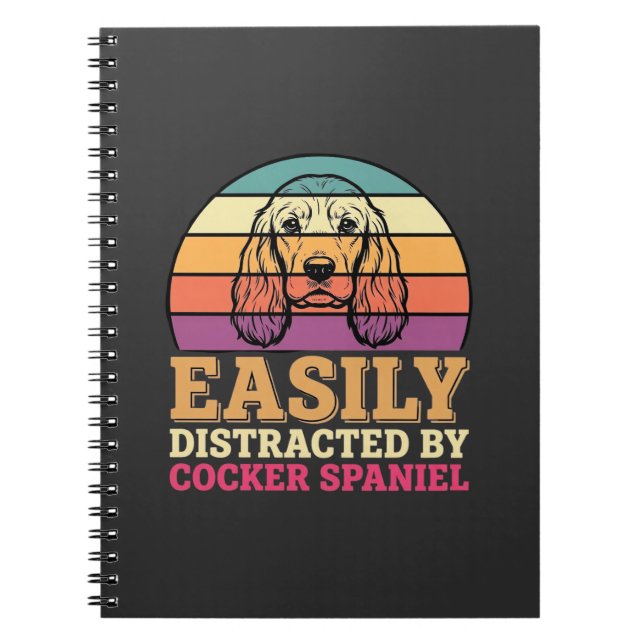Lätt Distraherad Av Cocker Spaniel Retro Hund Anteckningsbok (Framsidan)