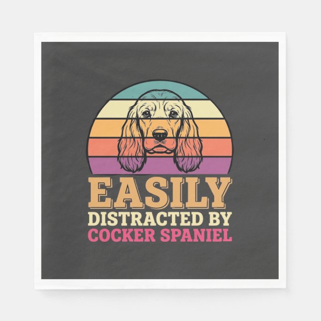Lätt Distraherad Av Cocker Spaniel Retro Hund Pappersservett (Framsidan)