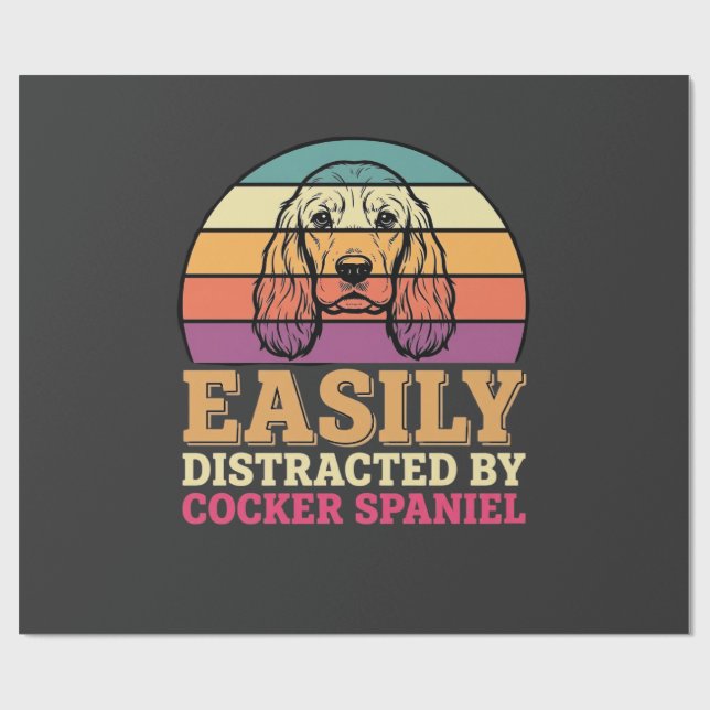Lätt Distraherad Av Cocker Spaniel Retro Hund Presentpapper (Platt)