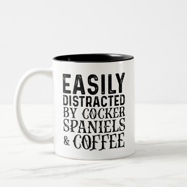 Lätt Distraherad Av Cocker Spaniels Och Kaffe Två-Tonad Mugg (Vänster)