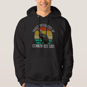 Lätt Distraherad Av Cornish Rex Katter Hoodie
