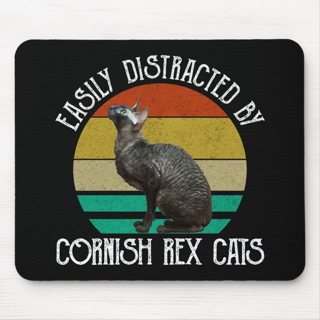 Lätt Distraherad Av Cornish Rex Katter Musmatta (Framsidan)