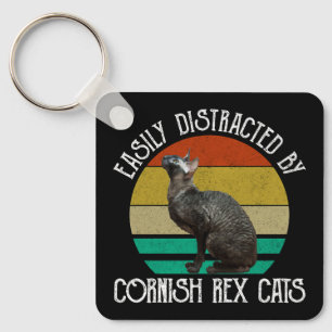 Lätt Distraherad Av Cornish Rex Katter Nyckelring