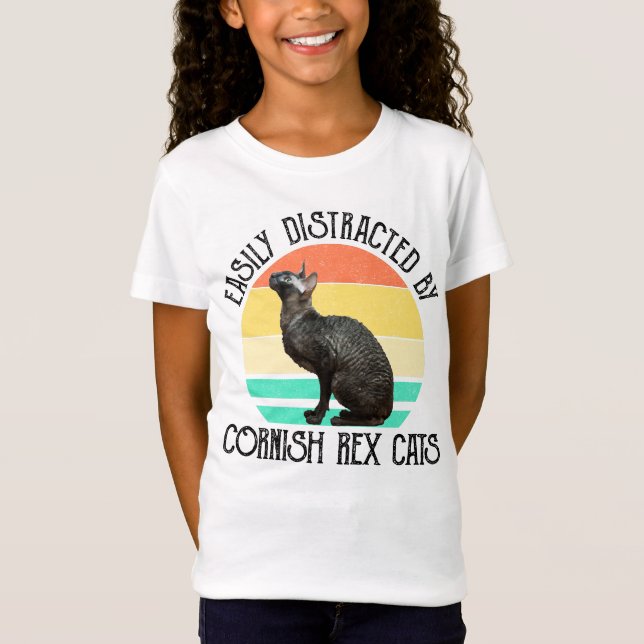 Lätt Distraherad Av Cornish Rex Katter T Shirt (Framsida)