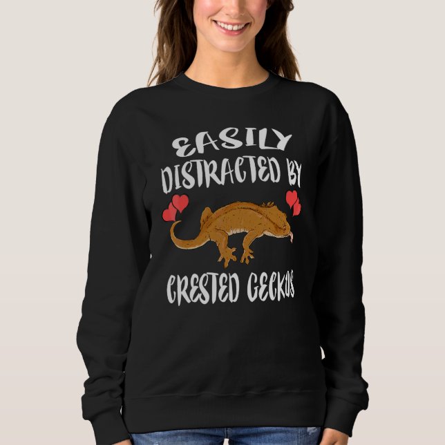 Lätt Distraherad Av Crested Geckos Husdjur Ödla   T Shirt (Framsida)