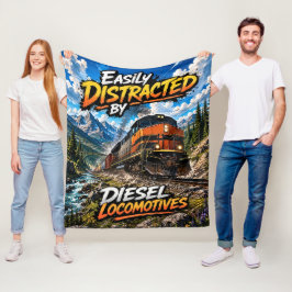 Lätt Distraherad av Diesellok Fleecefilt