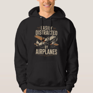 Lätt Distraherad av Flygplan Rolig Aviation Hoodie