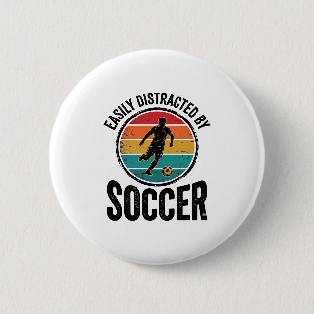 Lätt Distraherad Av Fotboll Vintage Shirt Design ( Knapp (Framsida)