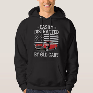 Lätt Distraherad Av Gamla Bilar Rolig Gammal Bil K Hoodie