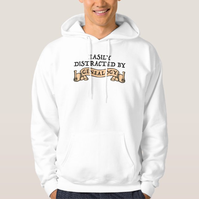 Lätt Distraherad Av Genealogi Hoodie (Framsida)