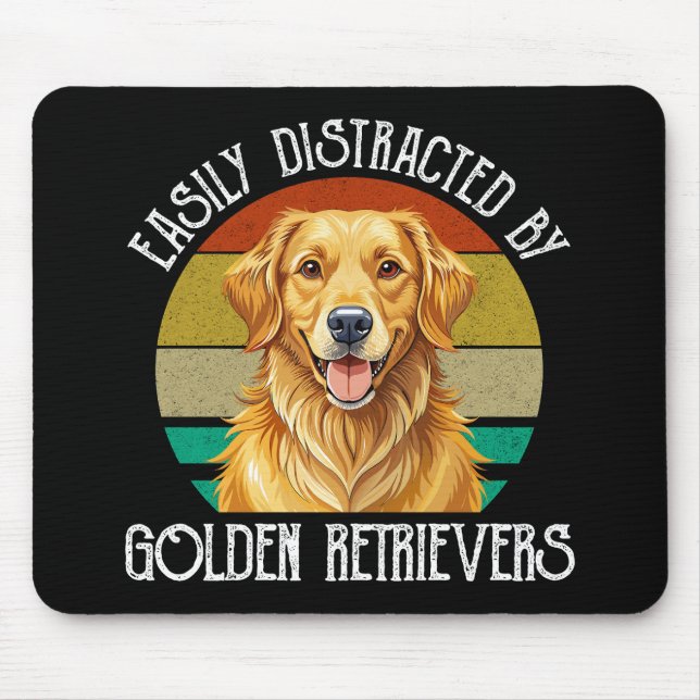 Lätt Distraherad Av Golden Retrievers Musmatta (Framsidan)