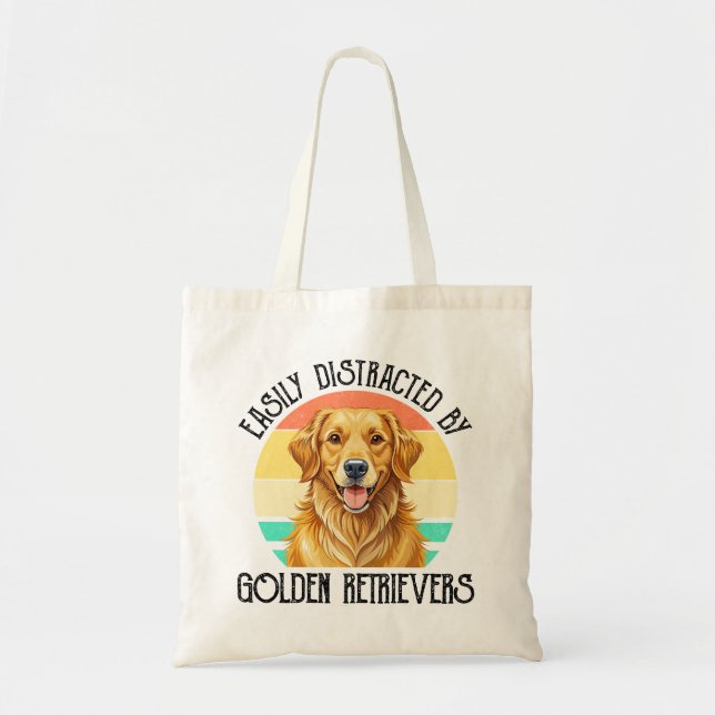 Lätt Distraherad Av Golden Retrievers Tygkasse (Framsidan)