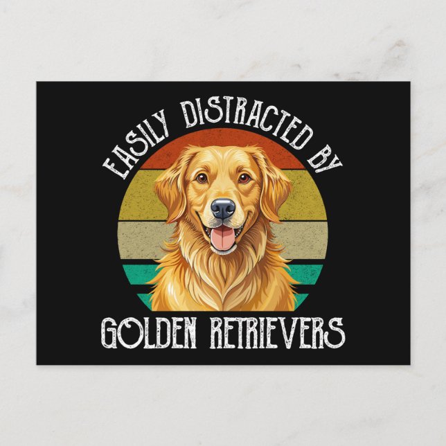 Lätt Distraherad Av Golden Retrievers Vykort (Framsida)